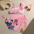thumbnail image 4 of Kiijoy Girls 3 Piece Swimsuit Ruffle Bikini Set Cover Up Skirt Bathing Suit, Sizes 5-12, 4 of 5