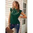thumbnail image 3 of ABPHQTO Camiseta sin mangas verde con volantes de mujer, 3 of 5