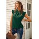 thumbnail image 3 of ABPHQTO Camiseta sin mangas verde con volantes de mujer, 3 of 5