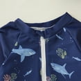 thumbnail image 4 of TOWED22 Toddler Baby Boy Swimsuit Long Sleeve Zipper One Piece Bathing Suit Rash Guard Sun Protection Swimwear with Hat Blue,18-24 M, 4 of 7