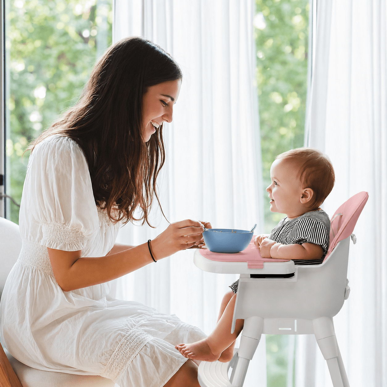 Ktaxon Baby High Chair, Convertible 3 in 1 High Chairs for Babies and Toddlers, Baby Highchair with 5-Point Safety Harness, Adjustable Height & Dining Tray, Pink