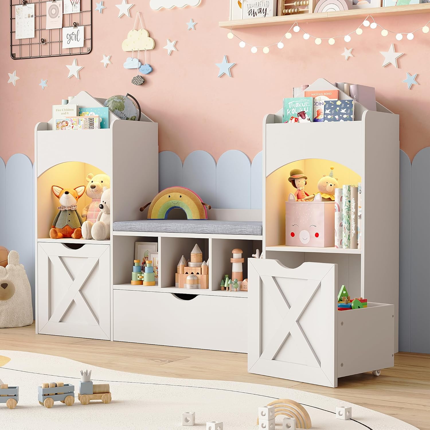 Tot Mate Children's Book Bench Cubby Storage, 46