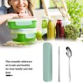 thumbnail image 2 of Portable Chopsticks Spoon Set Stainless Steel Portable Flatware Set Portable Student Office Cutlery with Storage Box, Thick Style, Green, 2Pcs, 2 of 8
