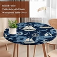 thumbnail image 5 of Ocean Boat Round Fitted Table Cover Sailing Boat Modern Watercraft Anchor Waterproof Table Cloth with Elastic Edge Wipeable Tablecloth for Picnic Camping Party Fits 36"-44" Diameter, 5 of 8