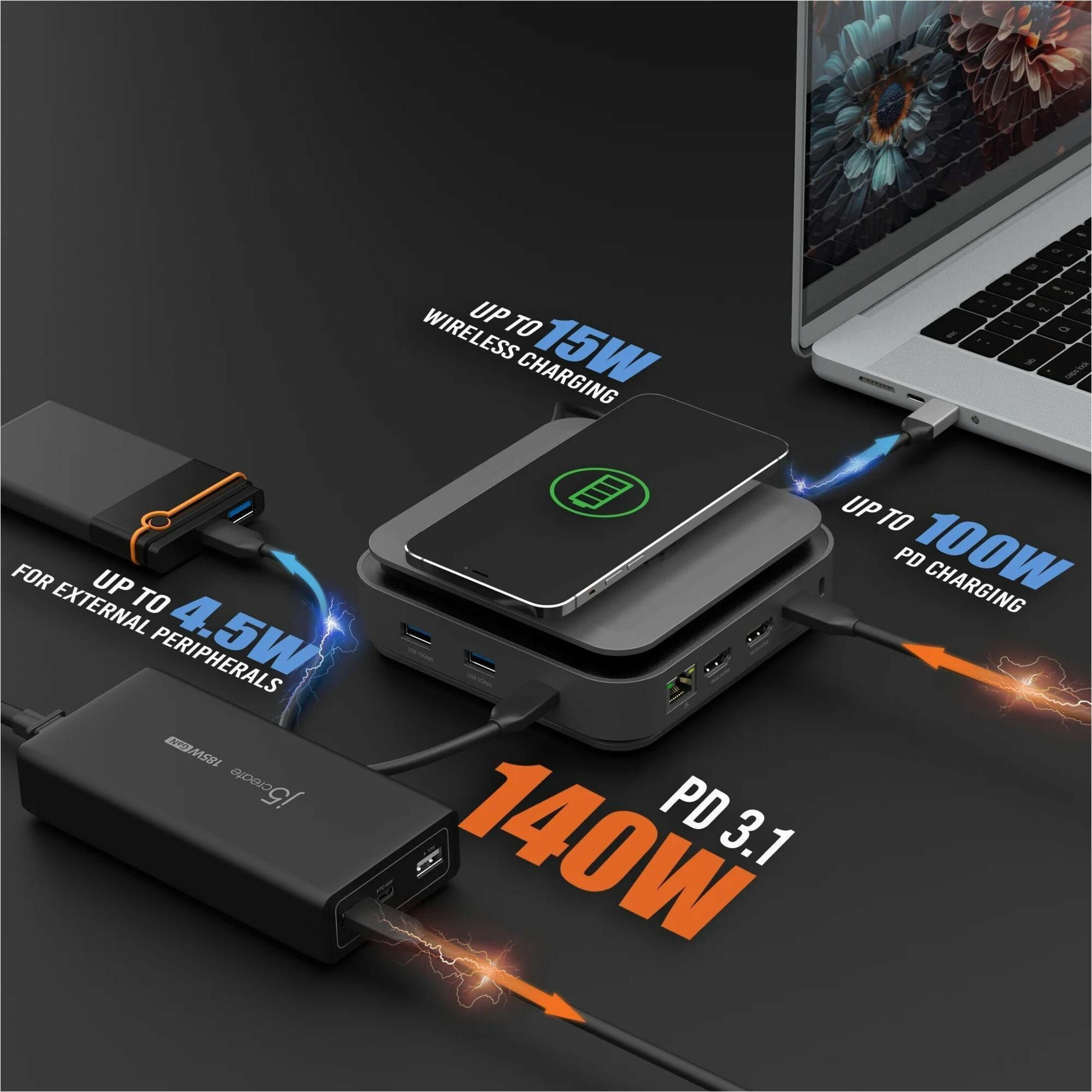 j5create 11-Port USB Type-C Dock Dual 4K HDMI Hub Space Gray (JCD3199)