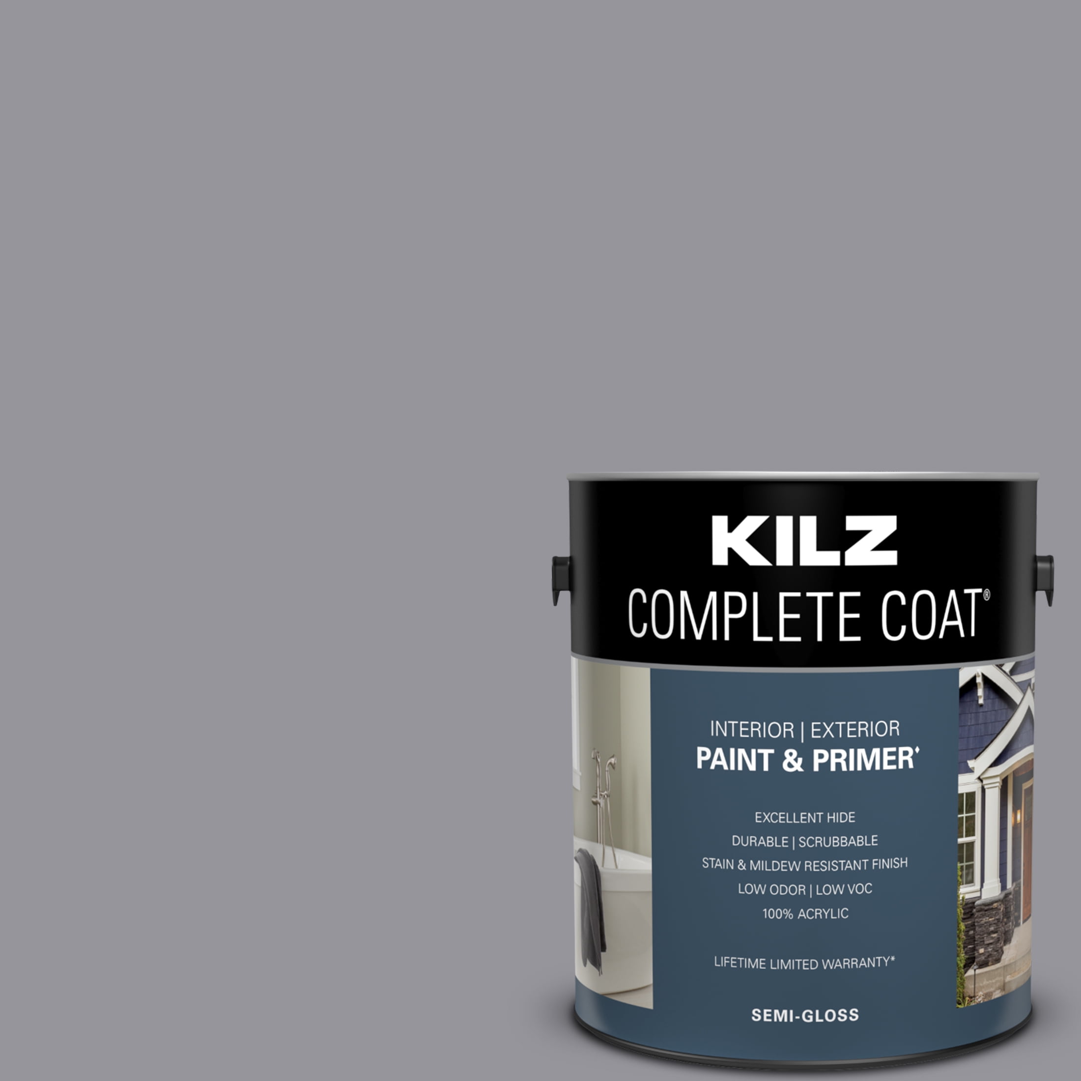 KILZ Complete Coat Interior/Exterior Paint & Primer, Shark, 1 Gallon