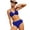 Blue, variant on Girls Swimsuit 2 Piece Bikini Set Twist V Neck Cross Back Swimwear Padded Swimsuits Adjustable Straps Bathing Suit 7-16Y