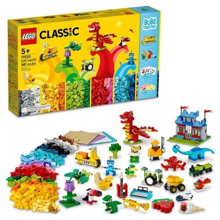 LEGO Classic Build Together 11020 - Creative Building Toy Set, Featuring a Truck, Train, Helicopter, Dinosaurs, Piano, Drums, Guitar, Great Gift for Kids to Play and Be Inspired by LEGO Masters