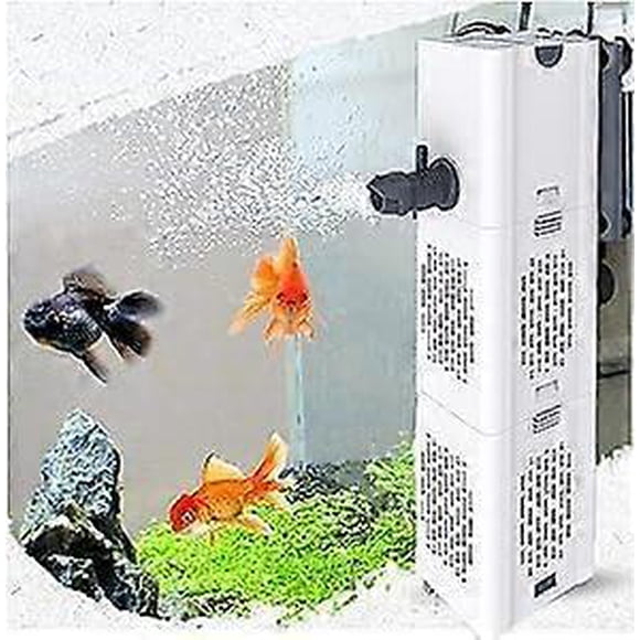 Ultra quiet 4 in 1 aquarium interior filter, Multifunction aquarium filter, 500-1800 l/h, With 2 filter sponges, Water pump, Oxygen aeration, For 20-1