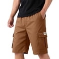 thumbnail image 3 of Camo Cargo Shorts for Men Elastic Waistband Drawstring Shorts Pants Casual Loose Fit Hiking Running Outdoor Big and Tall Camo Cargo Shorts with Multi Pockets Quick Dry Bermuda Shorts,Brown 3XL, 3 of 4