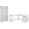 thumbnail image 1 of Pemberly Row 60W L Shaped Desk with Mobile File Cabinet and Bookcase, 1 of 7