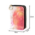 thumbnail image 4 of PU Leather Zipper Card Case Credit Card Holder Small Wallets Abstract Rose Watercolor Pattern, 4 of 7