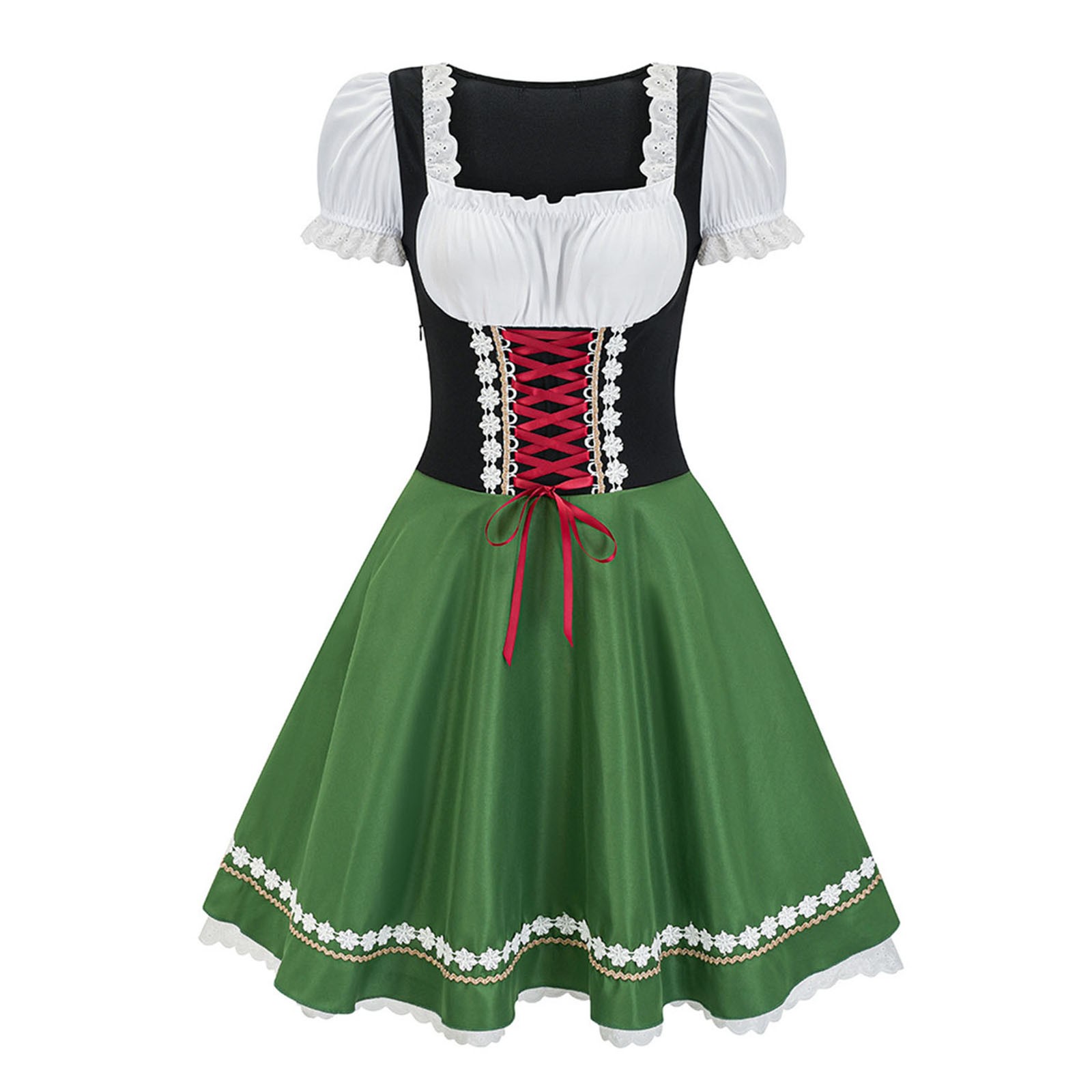 Robe Dirndl Traditionnelle Pour Femme – Costume Bavarois Oktoberfest – Manches Courtes, Style Festif Pour Fête De La Bière Ou Soirée à Thème