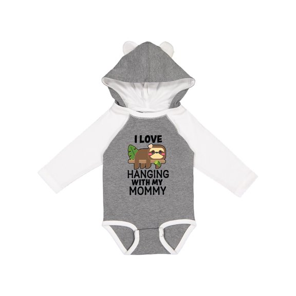Inktastic I Love Hanging out with My Mommy with Sloth Boys or Girls Long Sleeve Baby Bodysuit
