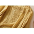 thumbnail image 6 of Women's 2 Piece Set, Embroidered Round Neck Top and Wide Leg Pants, Cotton Linen Matching Outfit for Casual Wear, Daily Outfits, Vacation, and Lounge-Yellow, 6 of 8