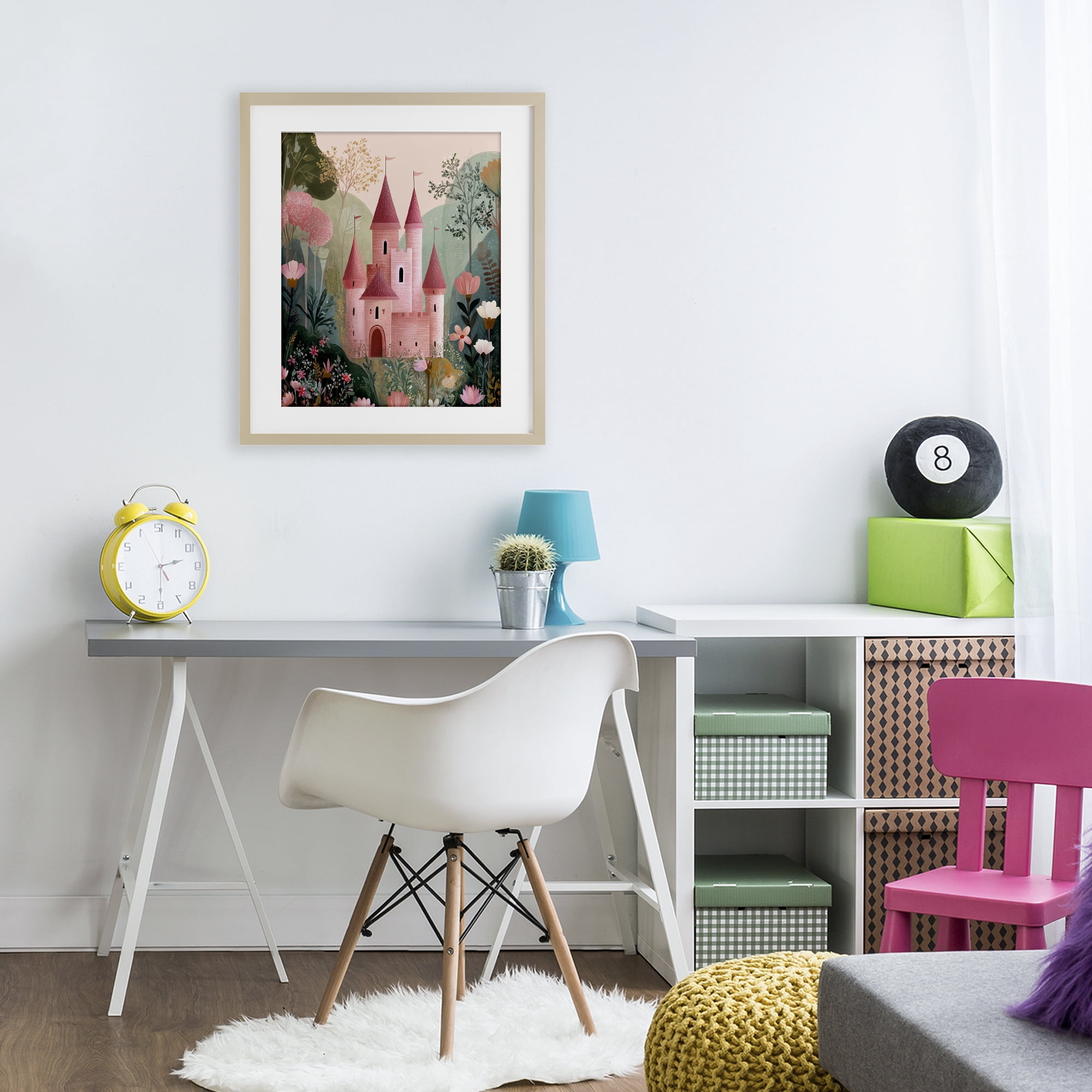 Stupell Industries Castle For A Princess Birch Framed Print Under Glass, design by Christine Simpson Art