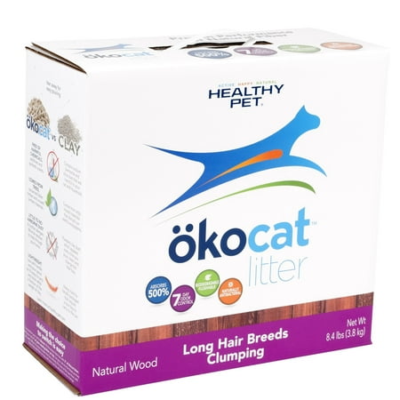 ökocat Natural Wood Cat Litter, 8.4-Pound, Clumping for Long Hair Breeds, 7 Day Odor Control By Healthy