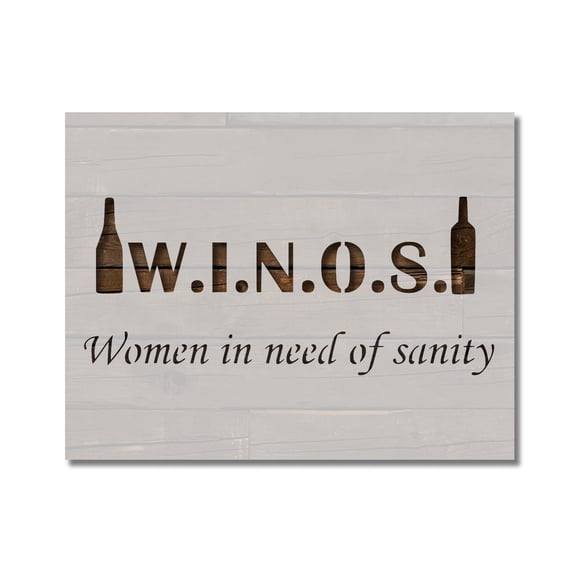 Winos Women in Need of Sanity Funny Stencil Template Reusable 8.5 x 11 for Painting on Walls, Wood, Etc. By Stencilville