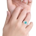 thumbnail image 5 of Oval Art Deco Ring Paraiba Tourmaline CZ 925 Sterling Silver Size 6, 5 of 6