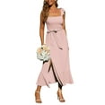 thumbnail image 3 of Jusfitsu Summer Dress for Women Wedding Guest Dresses Sleeveless Split Midi Formal Dress Cocktail Party Elegant, 3 of 8