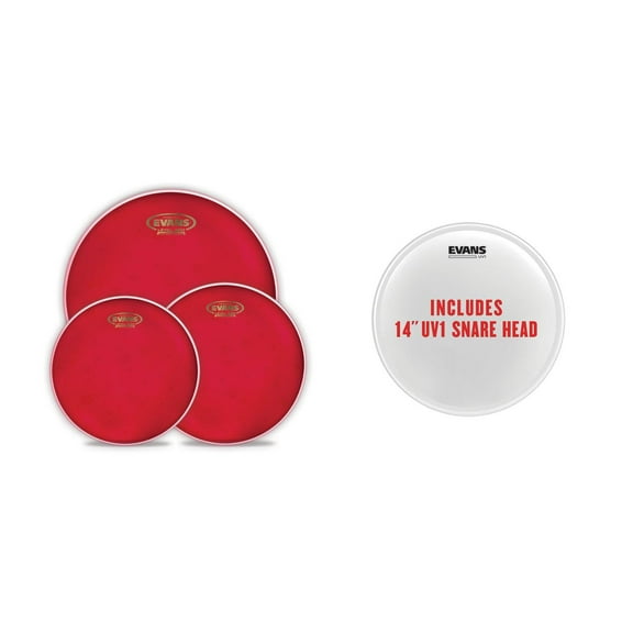 Evans Hydraulic Red Fusion Pack (10", 12", 14") with 14" UV1 Coated Snare Batter