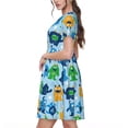 thumbnail image 2 of Disketp Cartoon Monster para Vestido de Manga Corta para Mujeres, Vestidos de Verano para Mujeres, Casual y Holgado para la Playa, 2 of 6