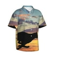 thumbnail image 2 of Running Cheetah In The Sunset Hawaiian Shirts For Men, Summer Short-Sleeve Relaxed-Fit Button-Down Shirts X-Large, 2 of 9