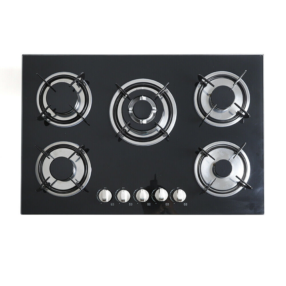 USA STOCK 30 Tempered Glass Stove 5 Burner Cooktop Built-in Kitchen Stove Gas Hob Natural Gas/LPG 770mm510mm 