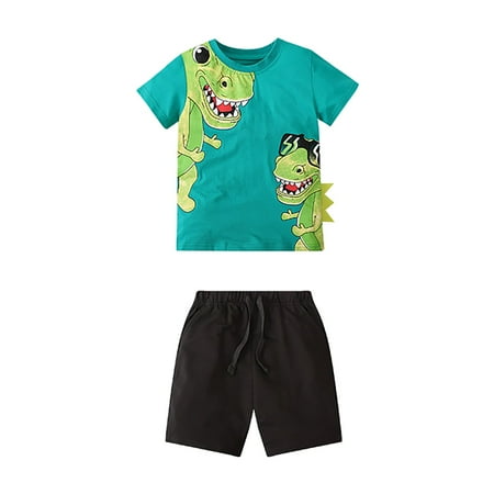 

Boy s Summer Dinosaur Print T Shirt Short Sleeve Shorts Two Piece Casual Outing For 2 To 7 Years Baby Clothes