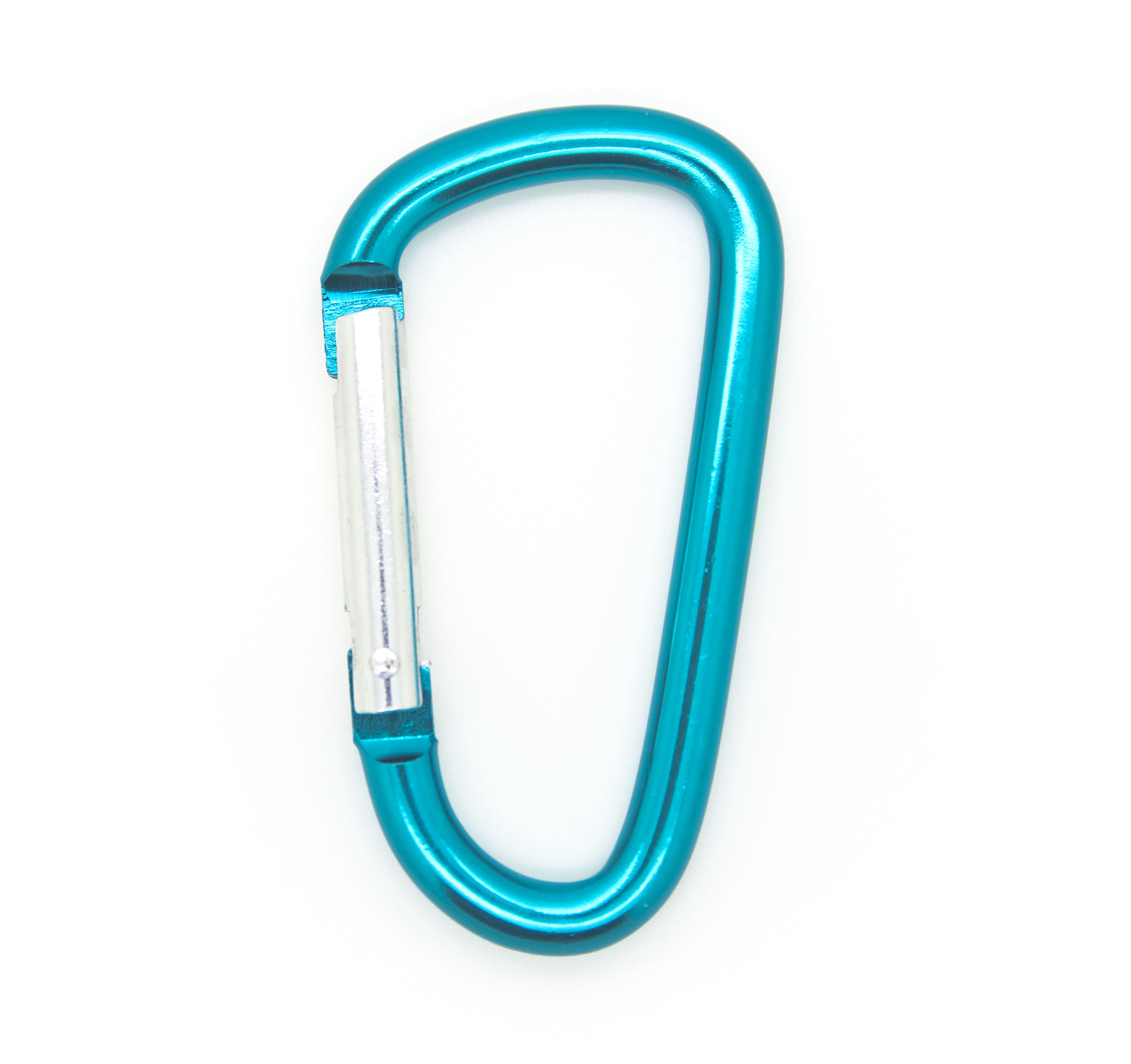 Pack 50 pcs - 3 inch Teal Aluminum Carabiner D Shape Buckle Pack, Keychain Clip, Spring Snap Key Chain Clip Hook Buckle