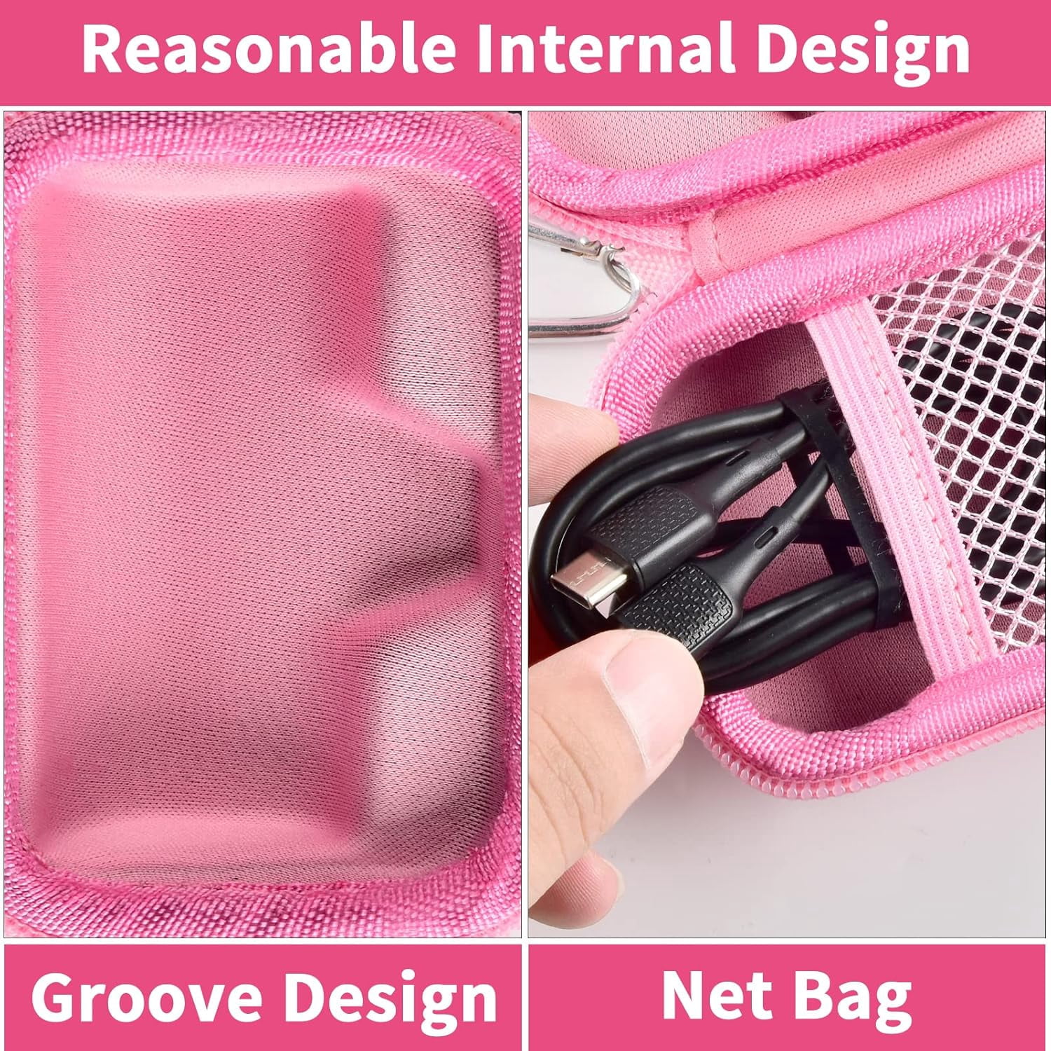 RGHJAR-Portable Charger Power Bank Case for Swyop/for Feob/for Charmast/for JEJILL/for LanLuk/for VEGER/for iWALK/for Taegila/for Kuulaa and More Small Charging Battery Pack - Bag Only (Pink)