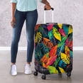 thumbnail image 4 of HELLHERO Easy Washing Travel Baggage Cover for Vacation Long Distance Travel, Polyester Ammonia Breathable Luggage Protective Case, Colorful Leaf Pattern Design, 4 of 7