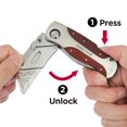thumbnail image 3 of Swiss Tech Quick-Change Utility Knife, Wood Grain Handle Lock-Back Work Folding Knife with Clip, 3 of 7