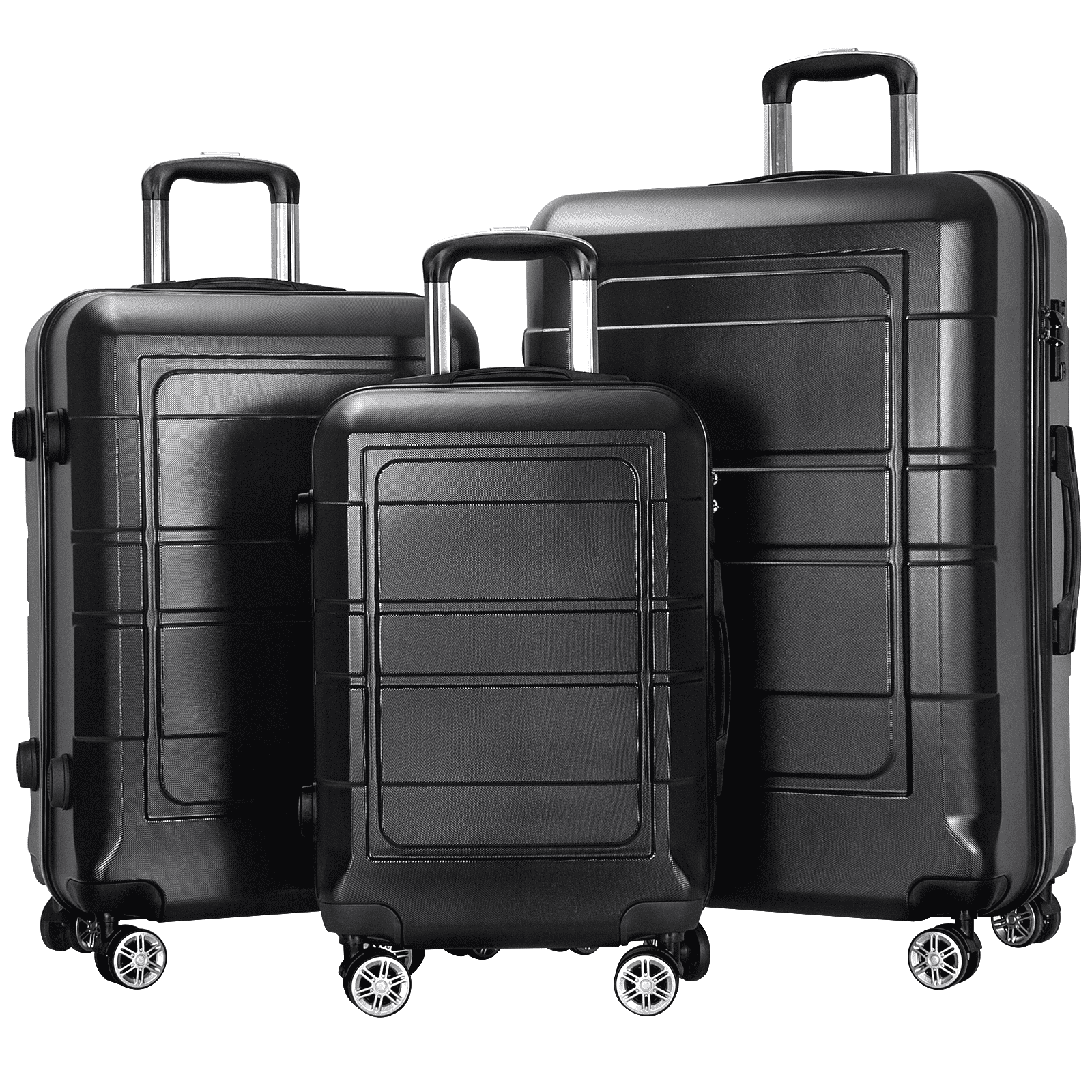 AEDILYS 3 Piece Luggage Sets, ABS Hardside Suitcase Set, TSA Lock