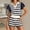 Navy, variant on Women's Shorts Suits 2 Piece Striped Ruffle Short Sleeve Polo V Neck Shirts Outfits Lightweight Summer Casual Vacation Loose Sets