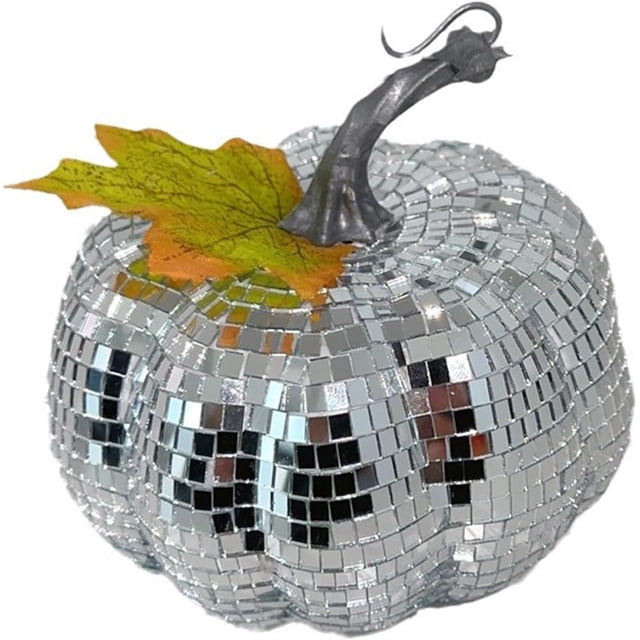 Decoraciones de calabazas de discoteca XINYU espejo para el hogar Halloween Acción de Gracias Navidad plateada pequeña