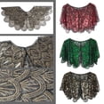 thumbnail image 5 of Breathable Meshes Short Shawl Sequins Embroidery Lace Tippets Wedding Wraps for Casual or Party Wear, 5 of 8