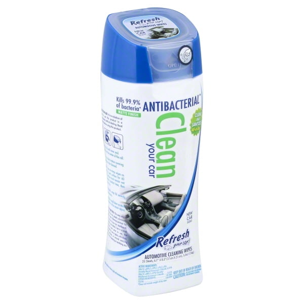 Refresh Your Car! Antibacterial Cleaning Wipes New Car, 25Count