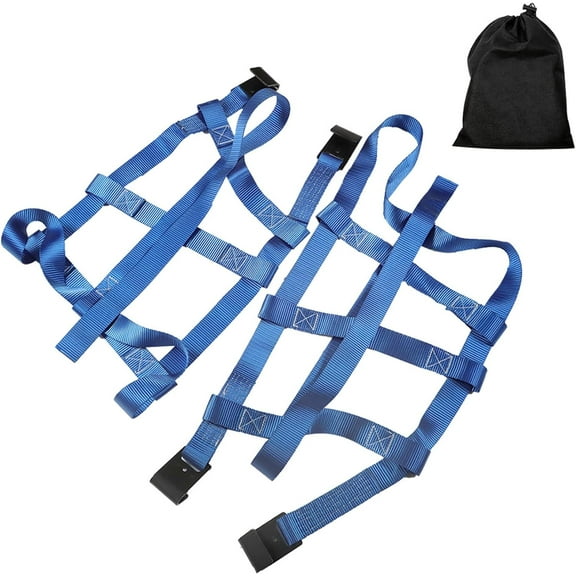 Genrics 2 PCS 14-17 Inch Tires 10000 lbs Break Strength Blue Wheel Car Tow Dolly Basket Straps with Flat Hooks