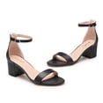 thumbnail image 5 of Zhabtuc Women's Low Chunky Heel Sandal Ankle Strap Open Toe Block heels Party Dress Shoes for Lady Black Size 6, 5 of 6