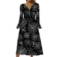 thumbnail image 2 of WXLWZYWL Halloween Costumes Woman 2024 Flared Sleeve V-Neck Dress Holiday Clothes Print Long Skirt Vampire Dresses for Women, 2 of 5