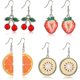 thumbnail image 1 of Juego de 4 pares de pendientes creativos variados de frutas lindas con forma de cereza, fresa y sandía, colgantes para mujeres y niñas, envío gratuito, 1 of 5