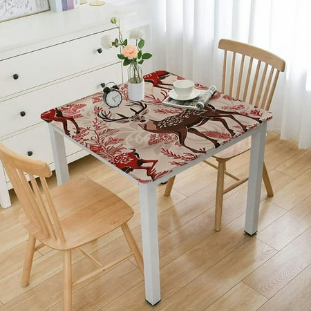 

ONETECH Deer Square Table Cover for Picnic Dining Kitchen Farmhouse 100% Polyester Fiber 46*46