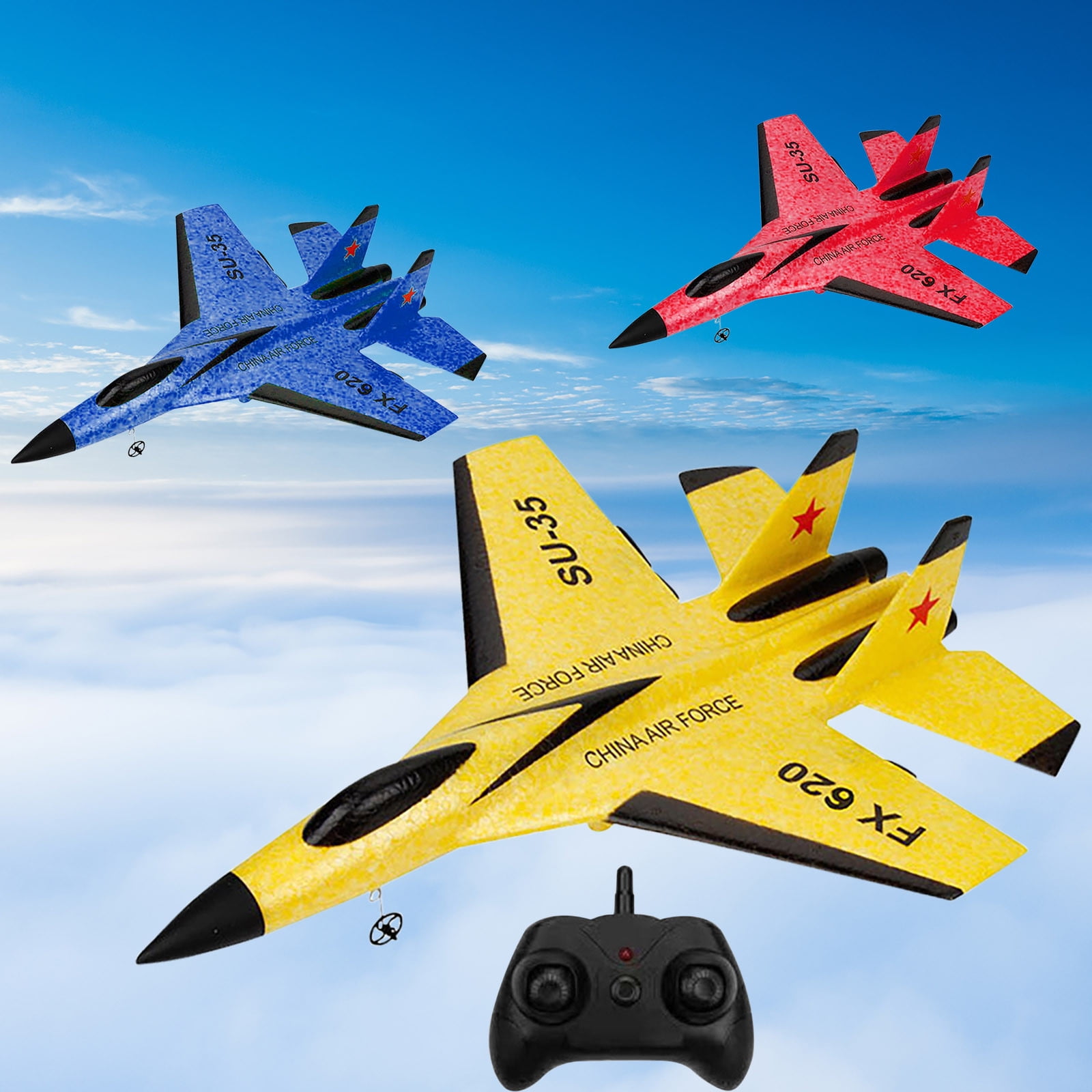 2.4Ghz RC Glider Airplane Foam Remote Control Aircraft with LED Lights 250mAh Battery for Outdoor Flying Hobby Gift