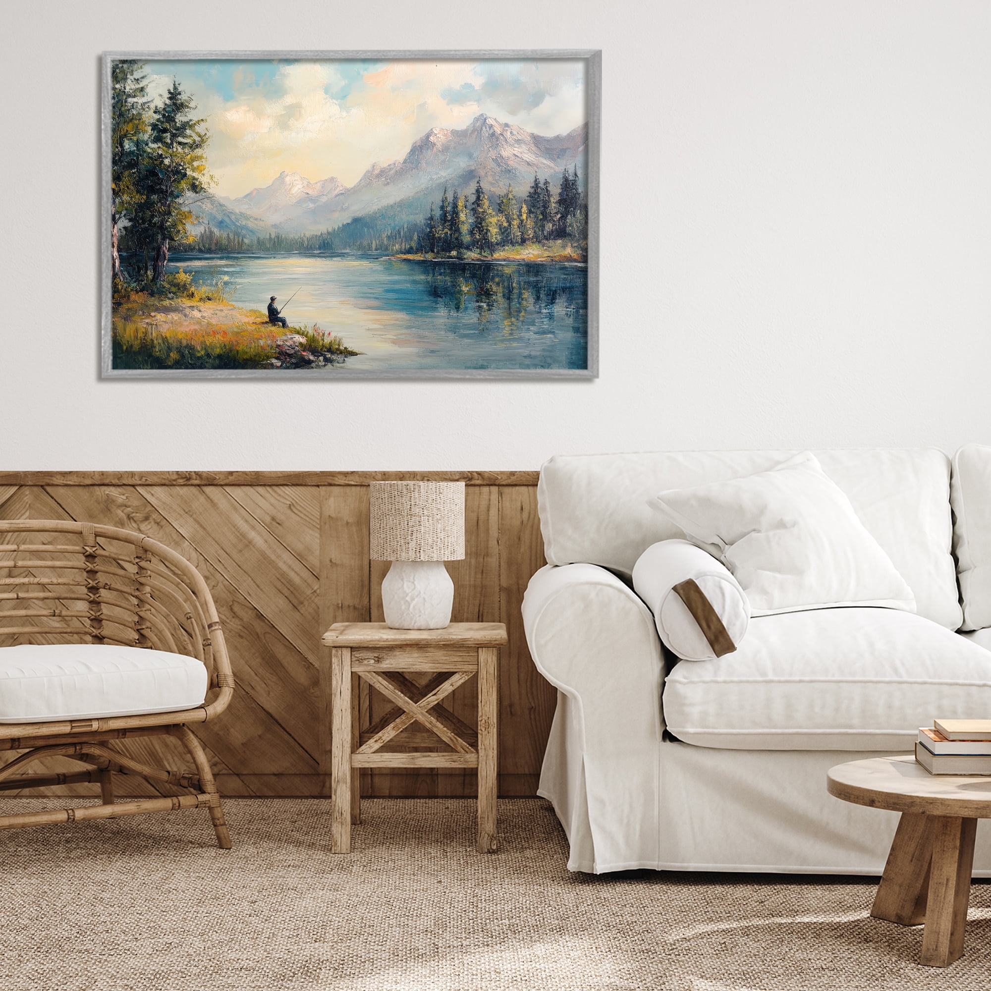 Stupell Industries Secret Fishing Spot Gray Framed Giclee Art, design by Petal Prints Design