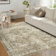 thumbnail image 1 of Aoile 9x12 Area Rug, Vintage Floral Washable Rug for Living Room, Non Slip Low Pile, Brownish Brown, 1 of 7