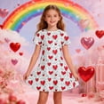 thumbnail image 2 of WMQPNNS Girls Heart Printed Dress Dress 5t Short Sleeve Tunic Shirt Mid Dresses Casual Summer Dress Skater Sundress Kids Outfits(Size 2-3 Years,White#2), 2 of 4