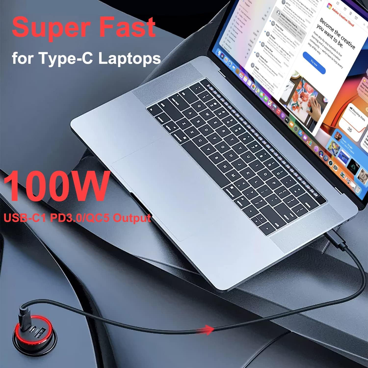 120W USB C MacBook Car Charger, 3-Port PD 100W PPS 45W QC5 Super Fast Charger Adapter for iPhone 15 15 Plus 15 Pro 15 Pro Max, iPad, MacBook,Samsung Galaxy S24 S23 Ultra