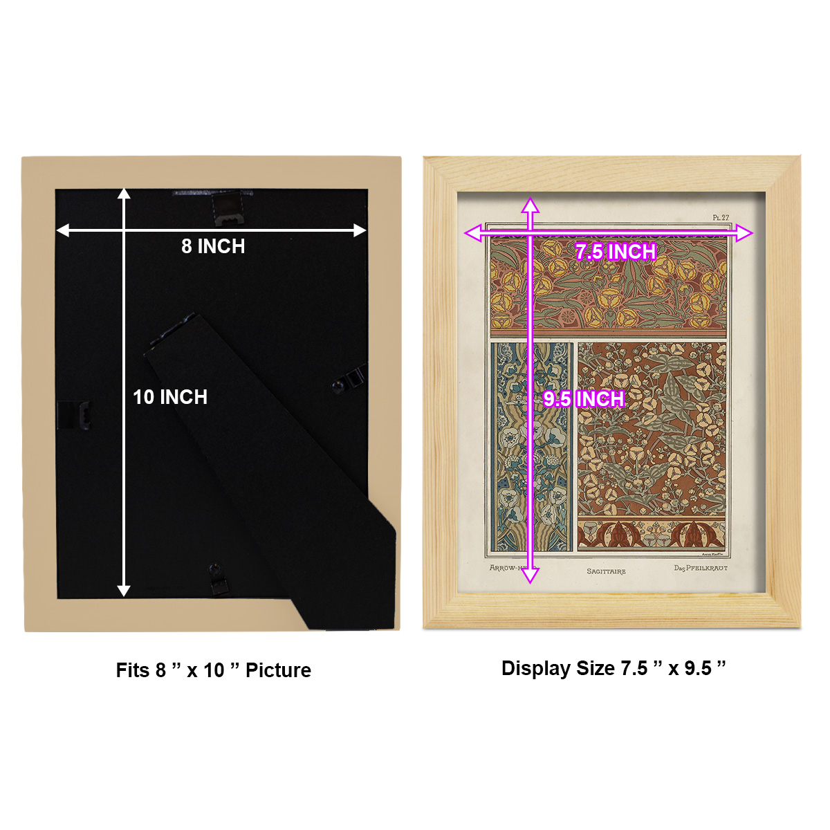 Nouveau Decorative II - Framed Print w/glass - Natural Wood