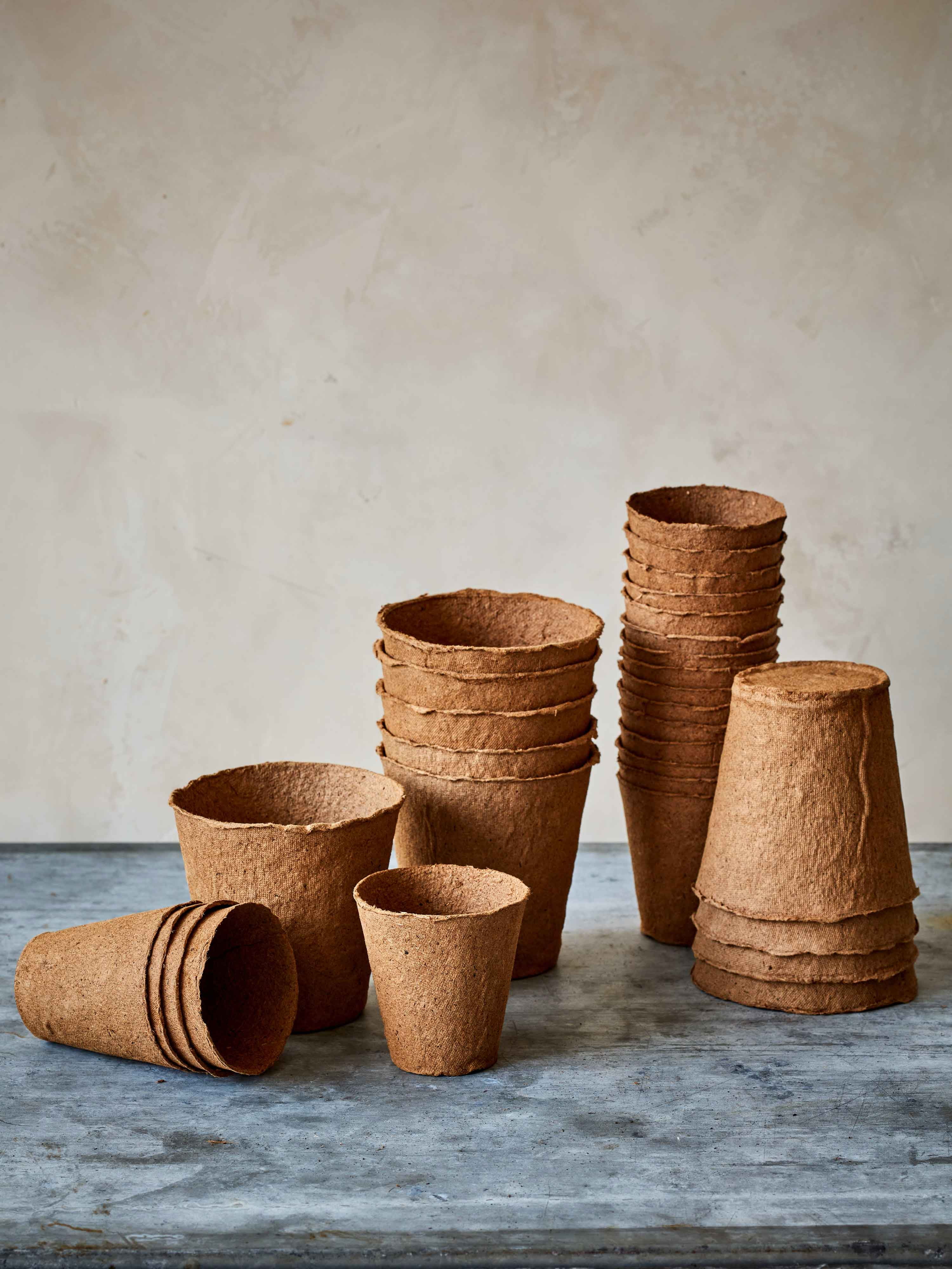 Burpee Eco-Friendly 3" Round Fiber Pots for Seed Starting - 18 Fiber Pots per Package